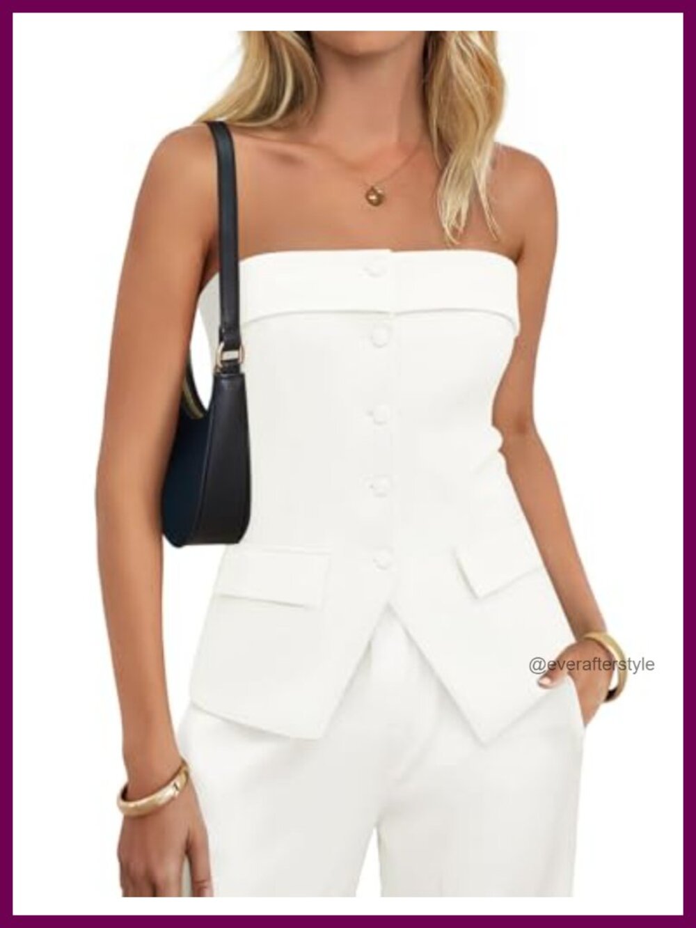 Sleeveless Strapless Button-Up Suit Vest Blazer